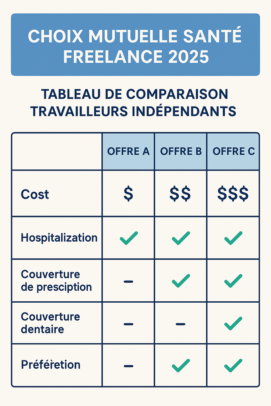découvrez notre comparatif 2025 des meilleures mutuelles pour freelances indépendants. trouvez la couverture santé idéale qui répond à vos besoins spécifiques et optimisez votre budget tout en bénéficiant des protections adaptées à votre activité.